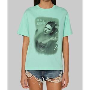 MINT GREEN T-SHIRT FEATURING "THE LIFE OF A SHOWGIRL" ALBUM LOGO 
Official merch